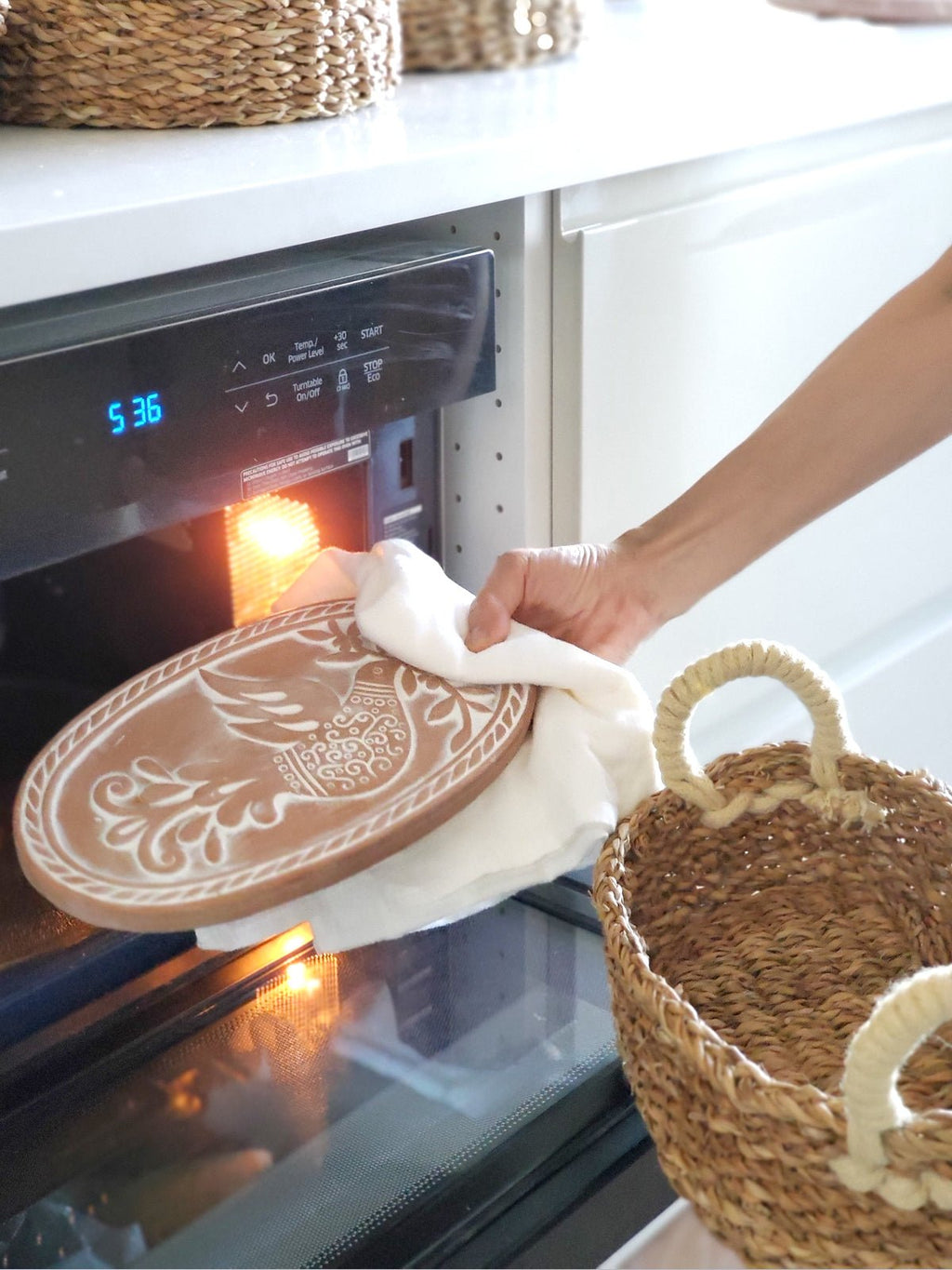Bread Warmer & Basket Gift Set with Tea Towel - Bird Oval - Veranda & Vessel Home Living