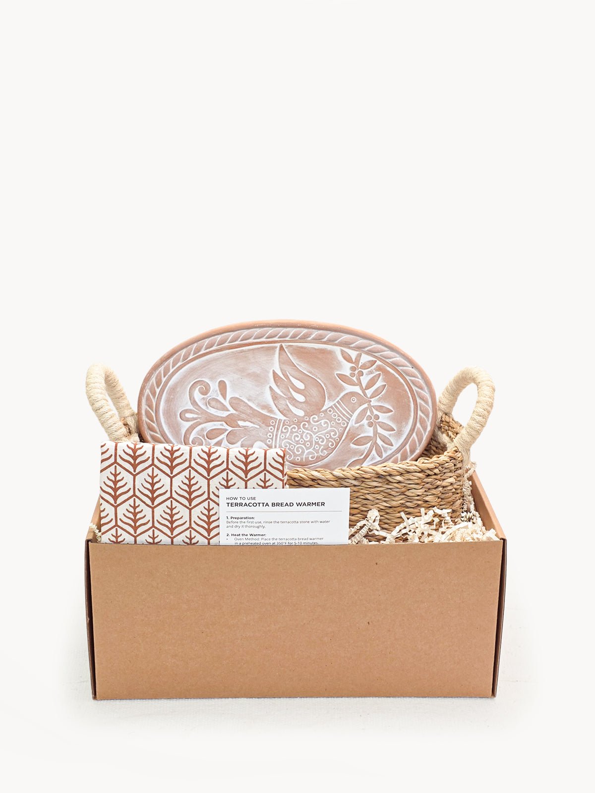 Bread Warmer & Basket Gift Set with Tea Towel - Bird Oval - Veranda & Vessel Home Living