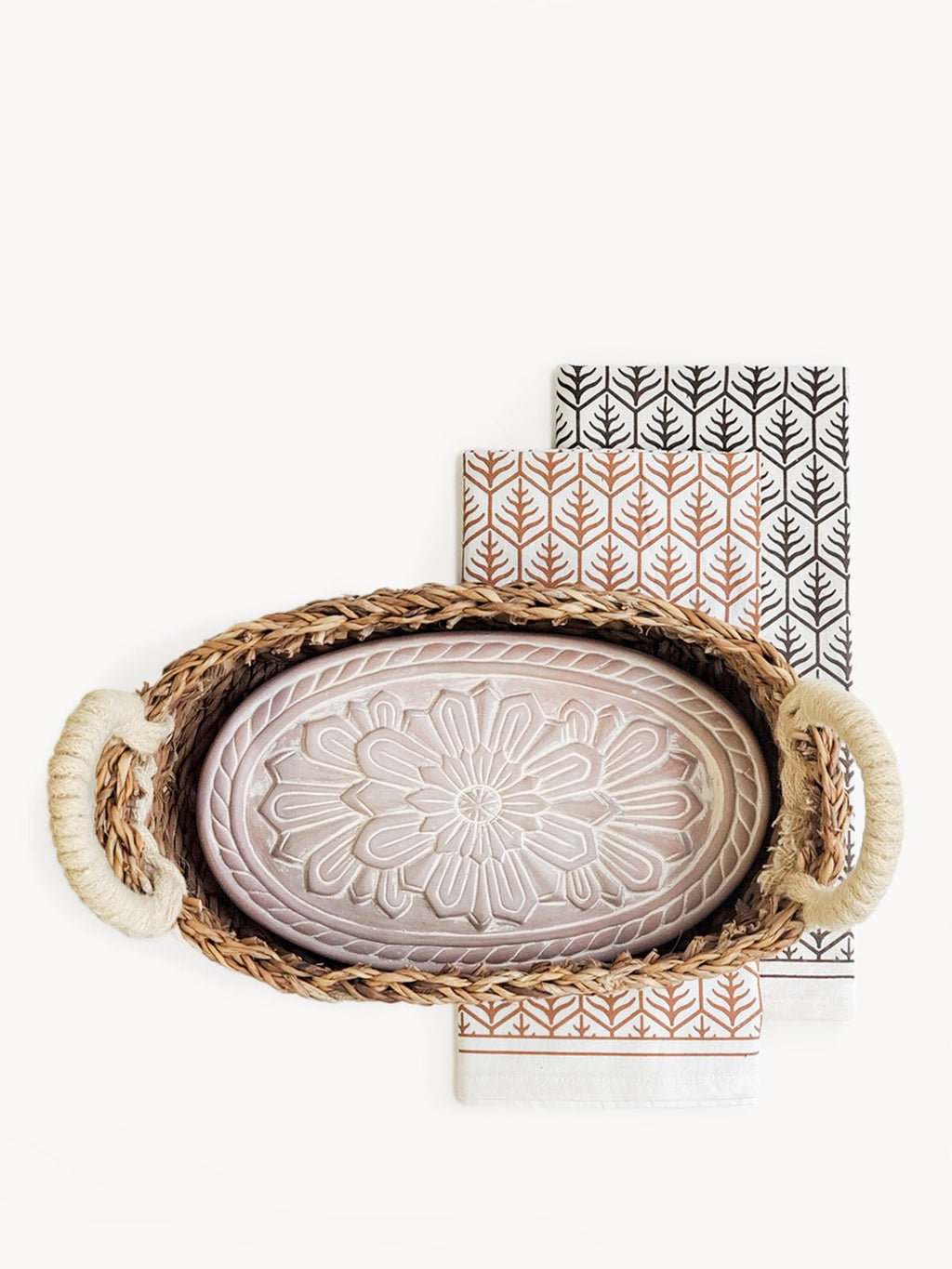 Bread Warmer & Basket Gift Set with Tea Towel - Flower - Veranda & Vessel Home Living