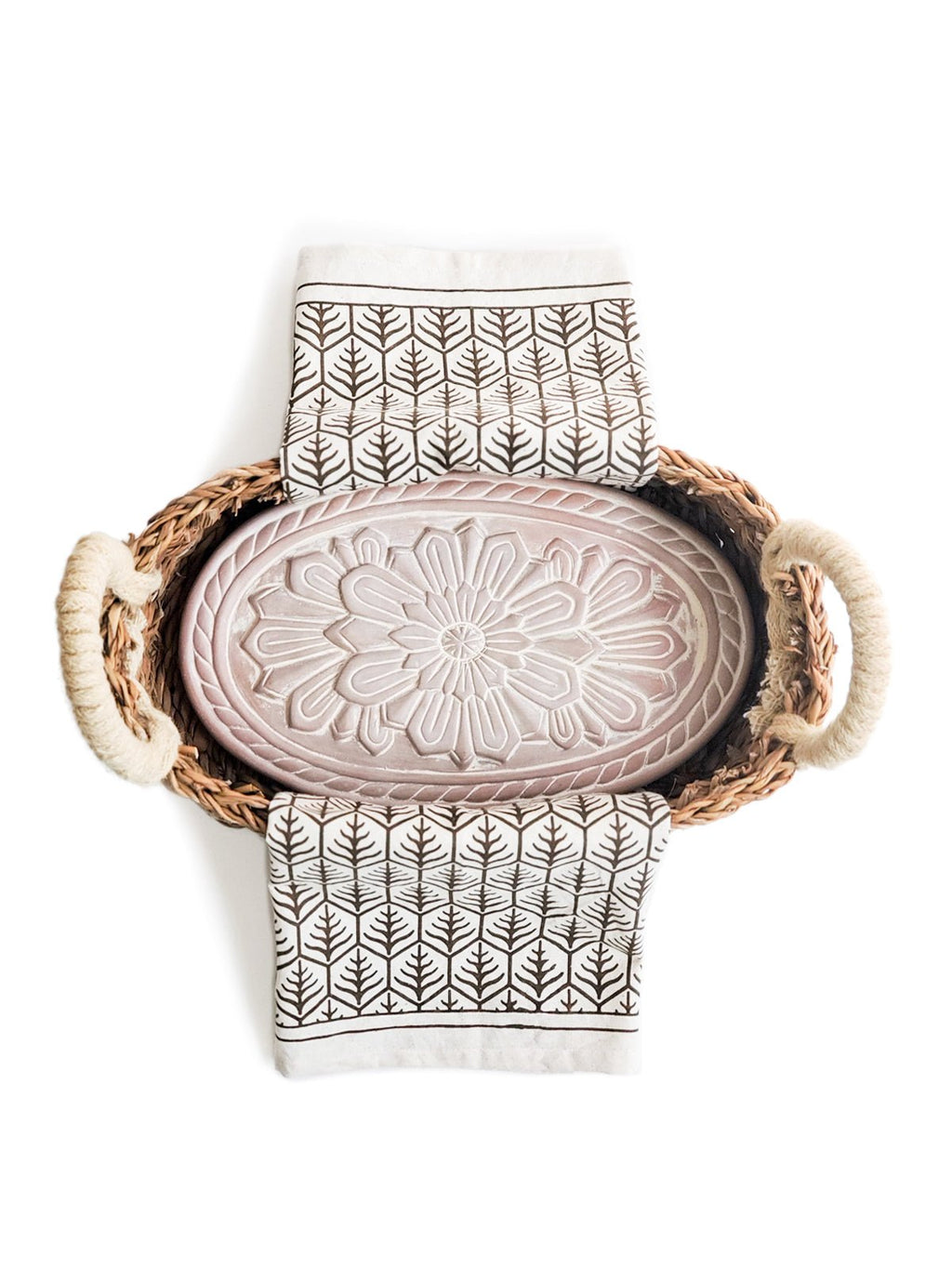 Bread Warmer & Basket Gift Set with Tea Towel - Flower - Veranda & Vessel Home Living