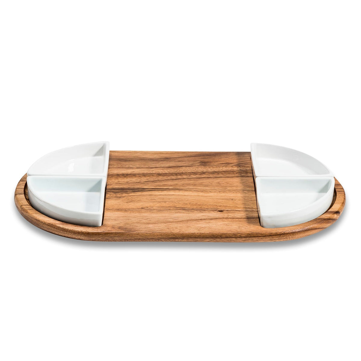 Charcuterie / Serving Tray w/ 4 Triangular Ceramic Bowls - Veranda & Vessel Home Living