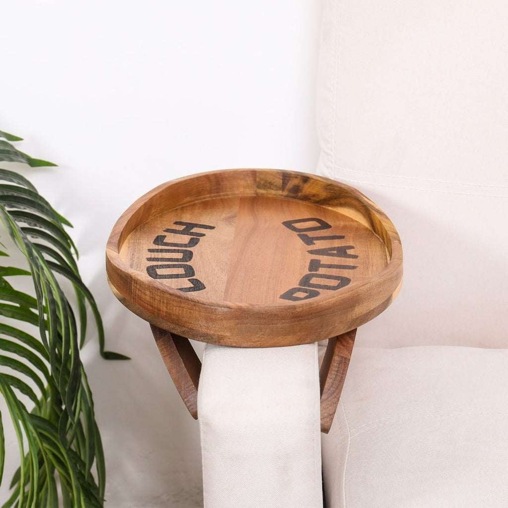Couch Potato Tray-Smart Clip-On Sofa Tray Made of Acacia Wood - Veranda & Vessel Home Living