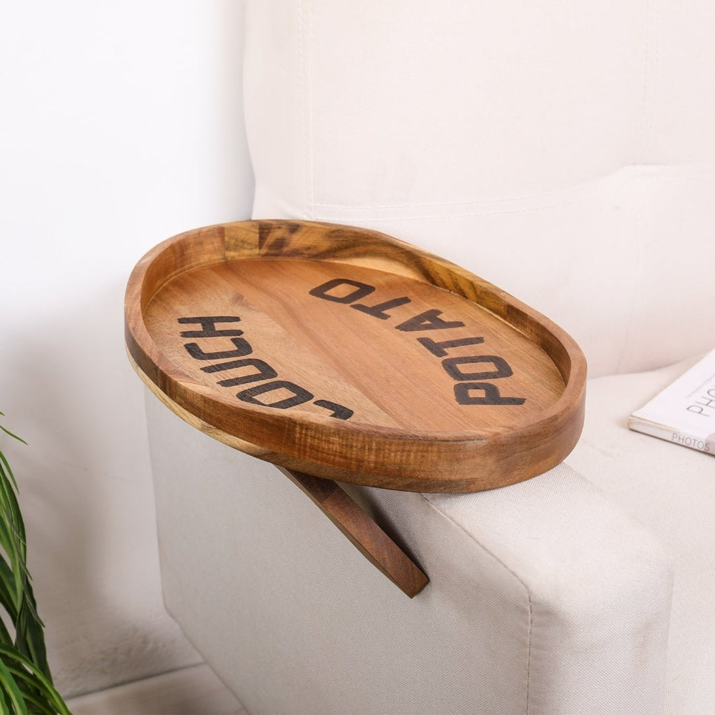 Couch Potato Tray-Smart Clip-On Sofa Tray Made of Acacia Wood - Veranda & Vessel Home Living