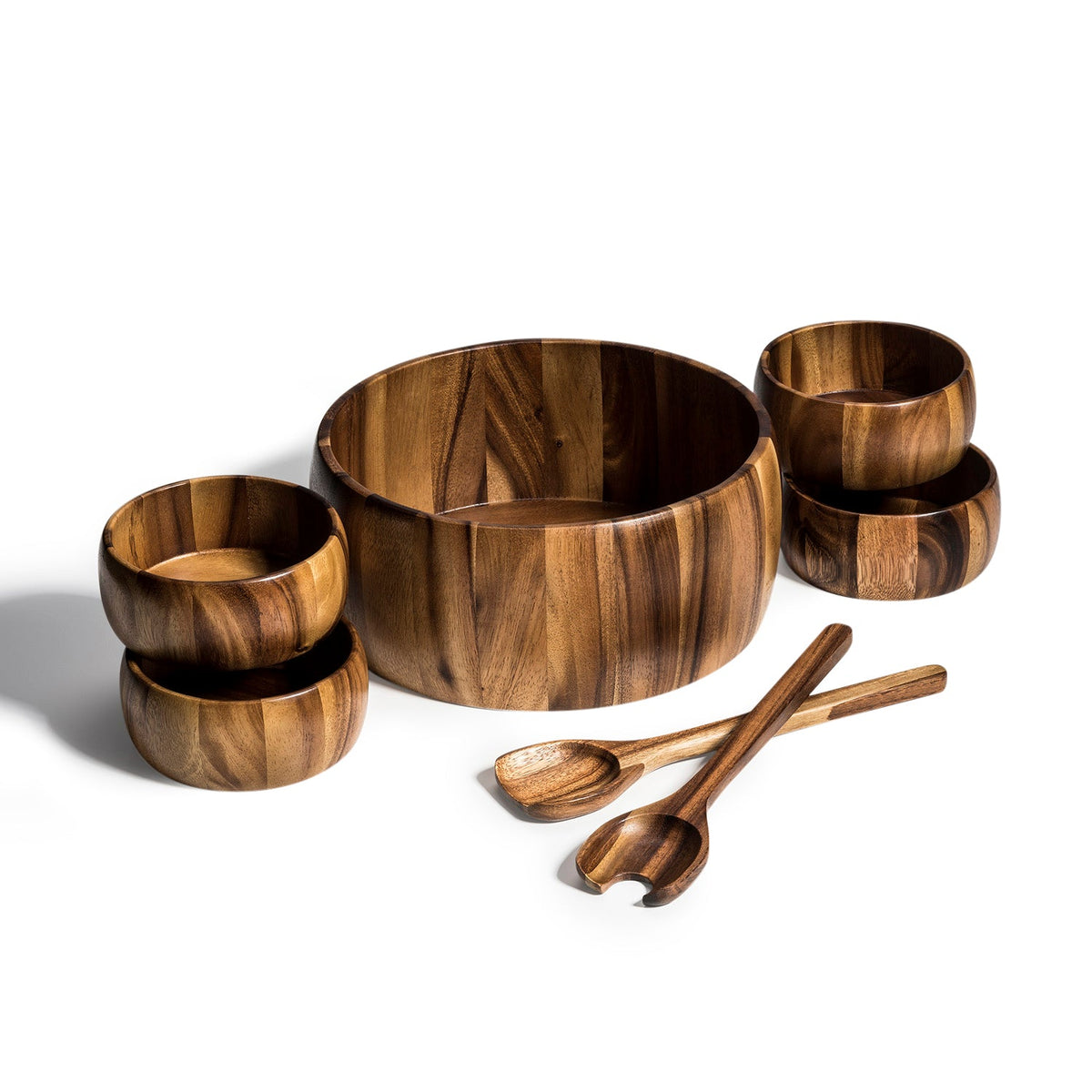 Dragor 7 Piece - Extra Large Salad Bowl with Servers and 4 Individuals - Veranda & Vessel Home Living