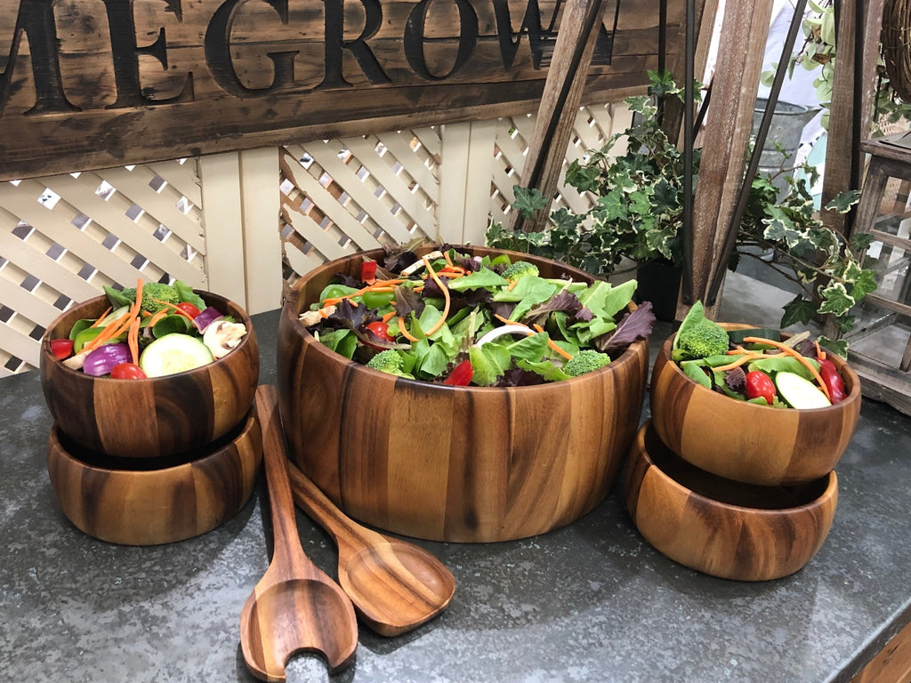 Dragor 7 Piece - Extra Large Salad Bowl with Servers and 4 Individuals - Veranda & Vessel Home Living