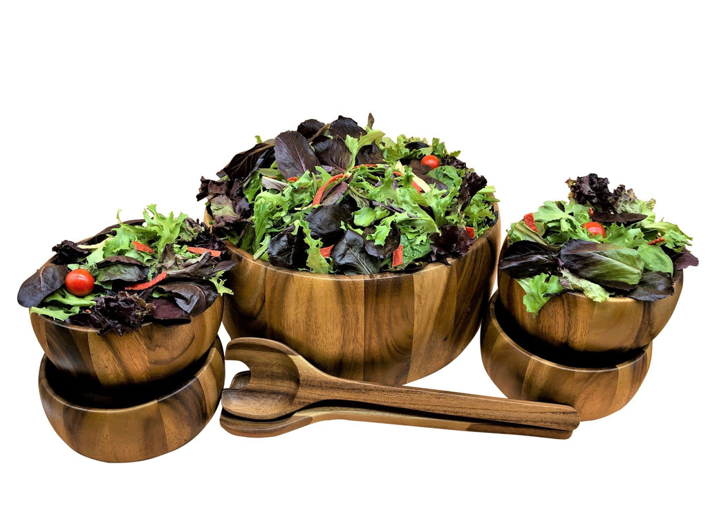 Dragor 7 Piece - Extra Large Salad Bowl with Servers and 4 Individuals - Veranda & Vessel Home Living