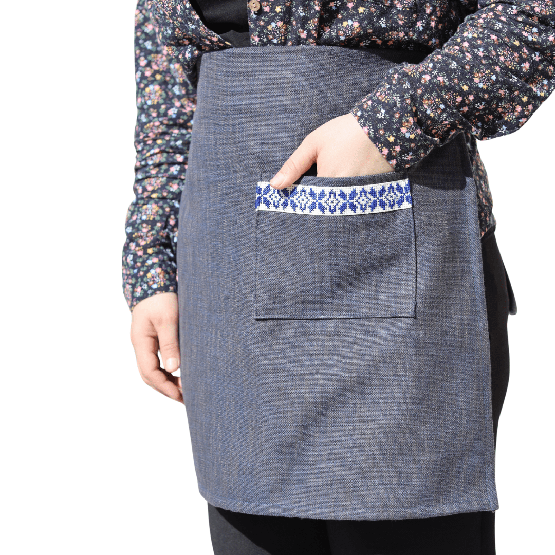 Farah Half Apron - Blue - Veranda & Vessel Home Living