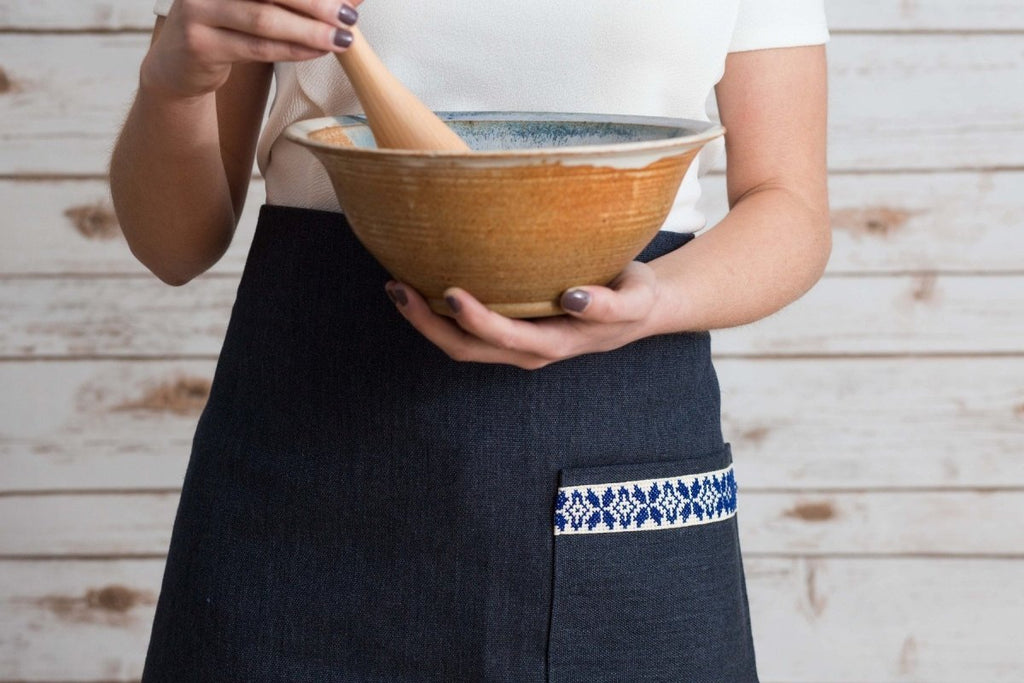 Farah Half Apron - Blue - Veranda & Vessel Home Living
