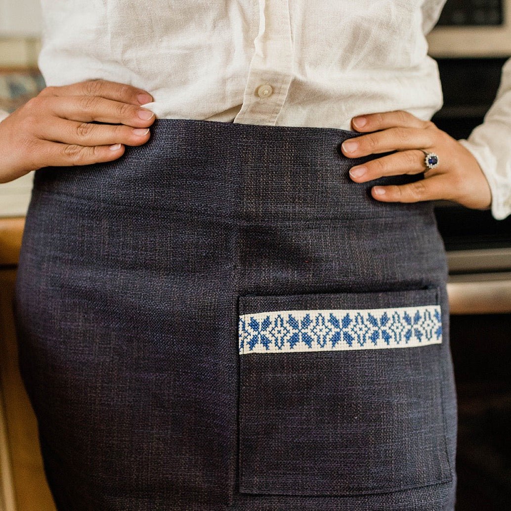 Farah Half Apron - Blue - Veranda & Vessel Home Living