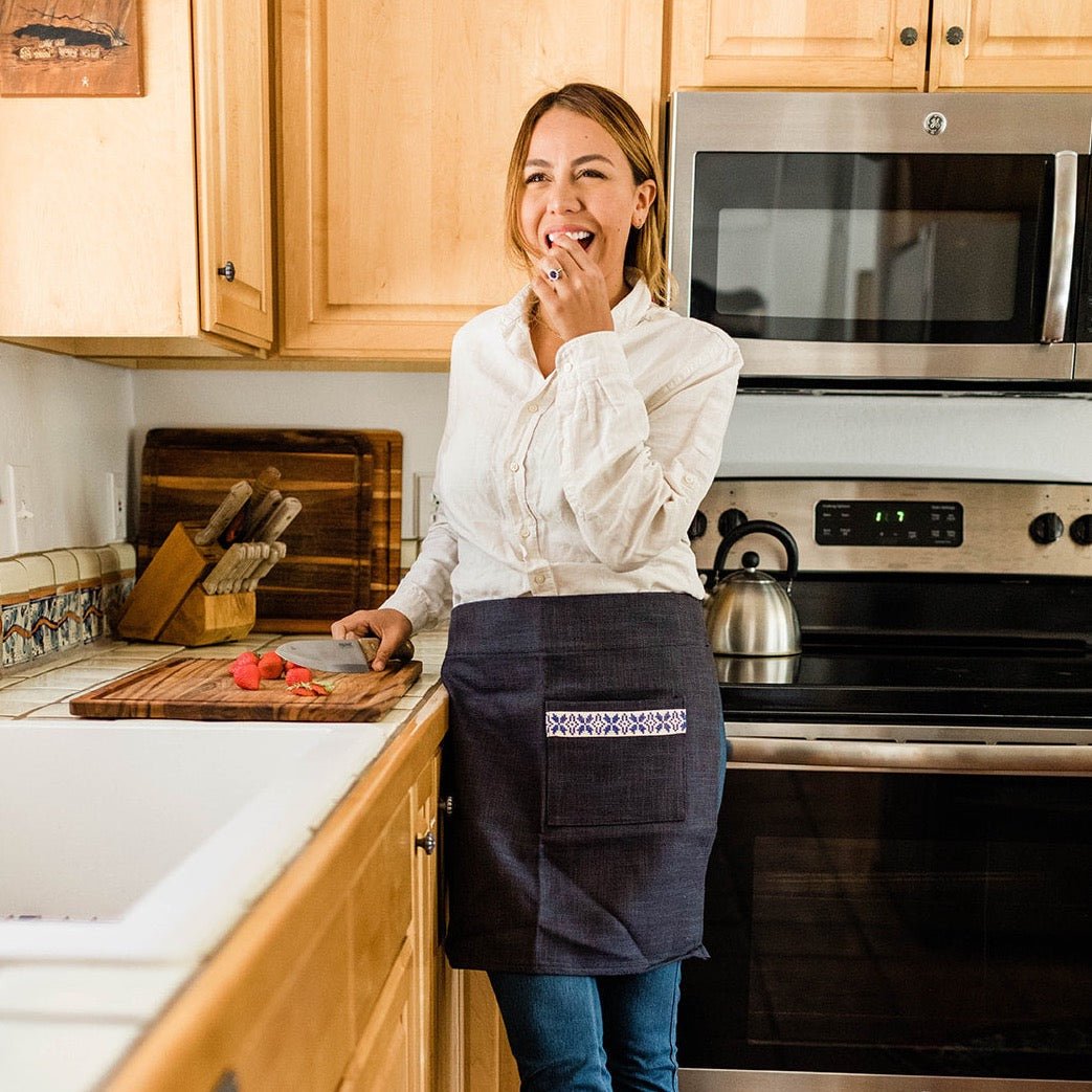 Farah Half Apron - Blue - Veranda & Vessel Home Living