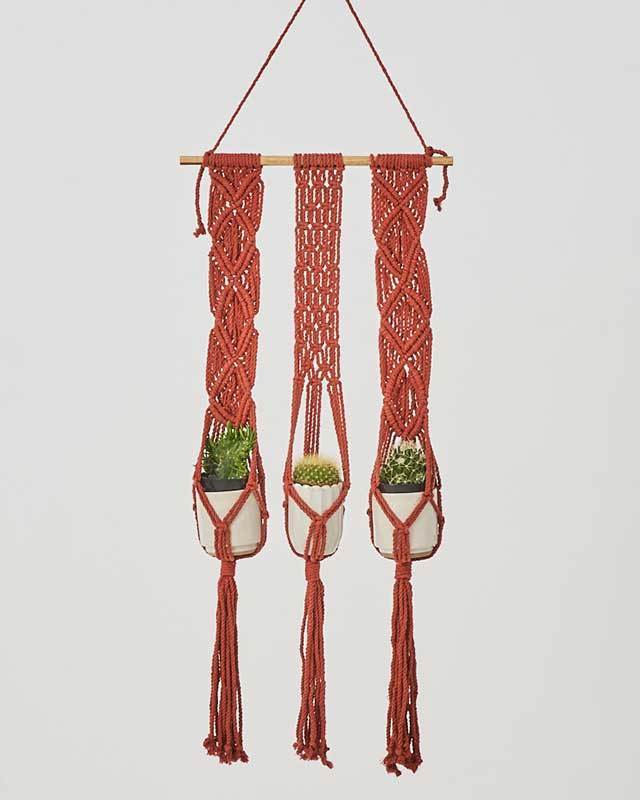 Leon Macrame Plant Holder | Tile Red - Veranda & Vessel Home Living