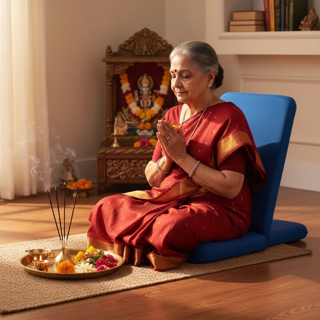 OMSutra Folding Meditation Chair – Portable Comfort for Meditation, Yoga, and More - Veranda & Vessel Home Living