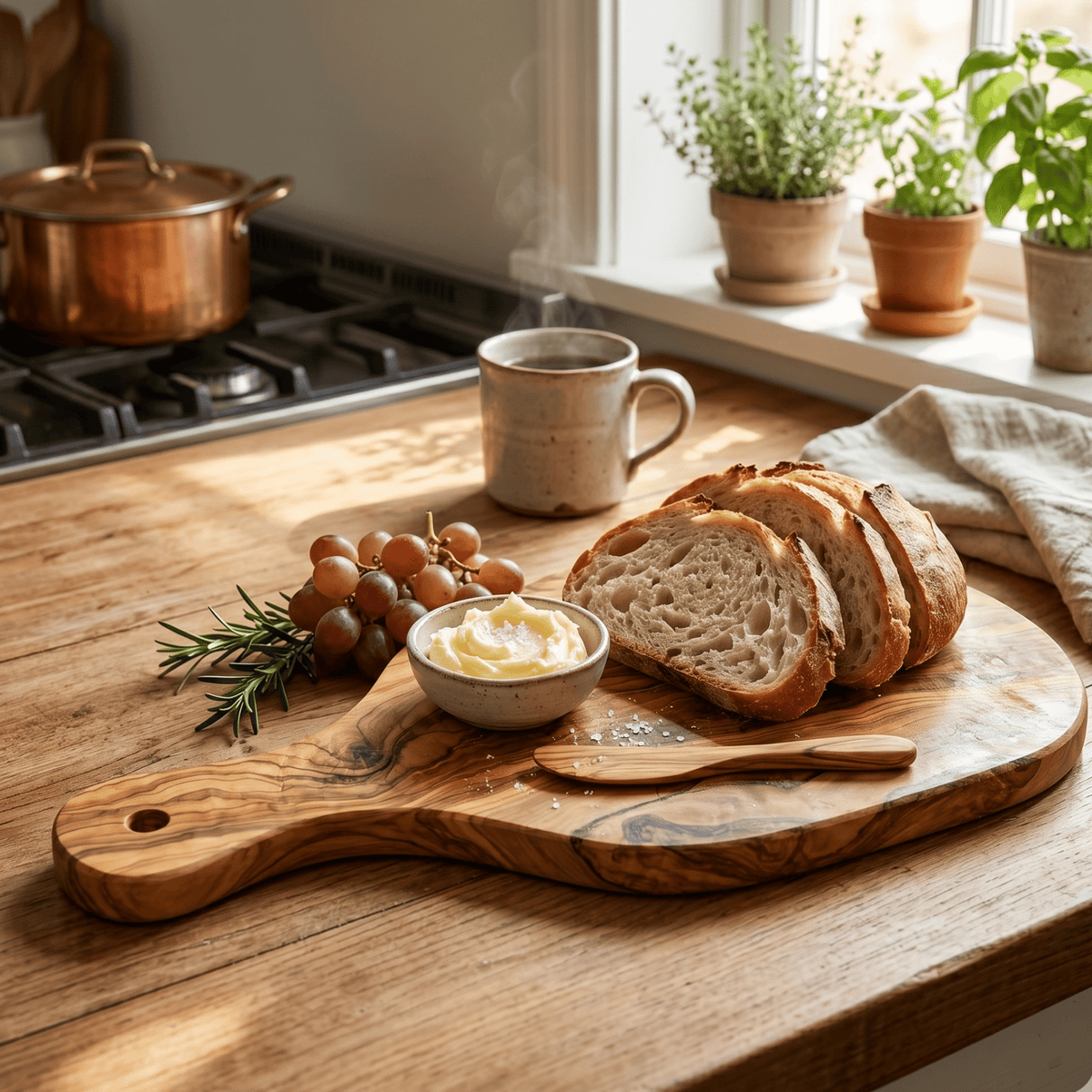 Original Olive Wood Cutting Board with Handle - Veranda & Vessel Home Living