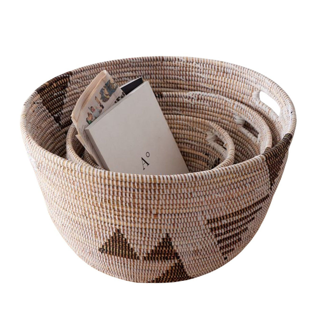 Oval Storage Basket Graphic Print Black and White - Set of 3 - Veranda & Vessel Home Living