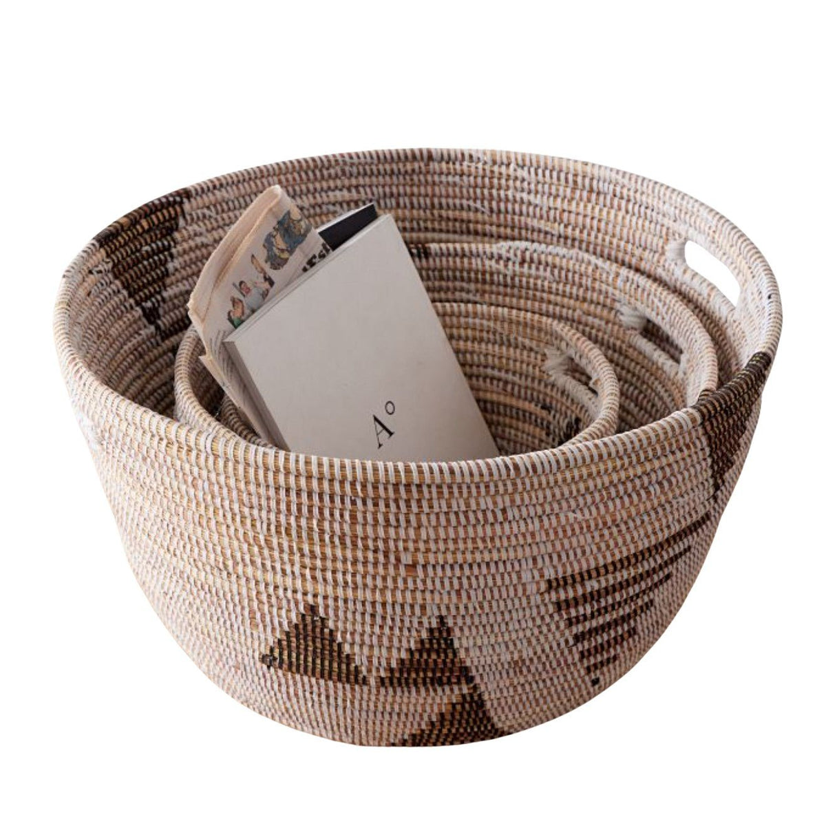 Oval Storage Basket Graphic Print Black and White - Set of 3 - Veranda & Vessel Home Living