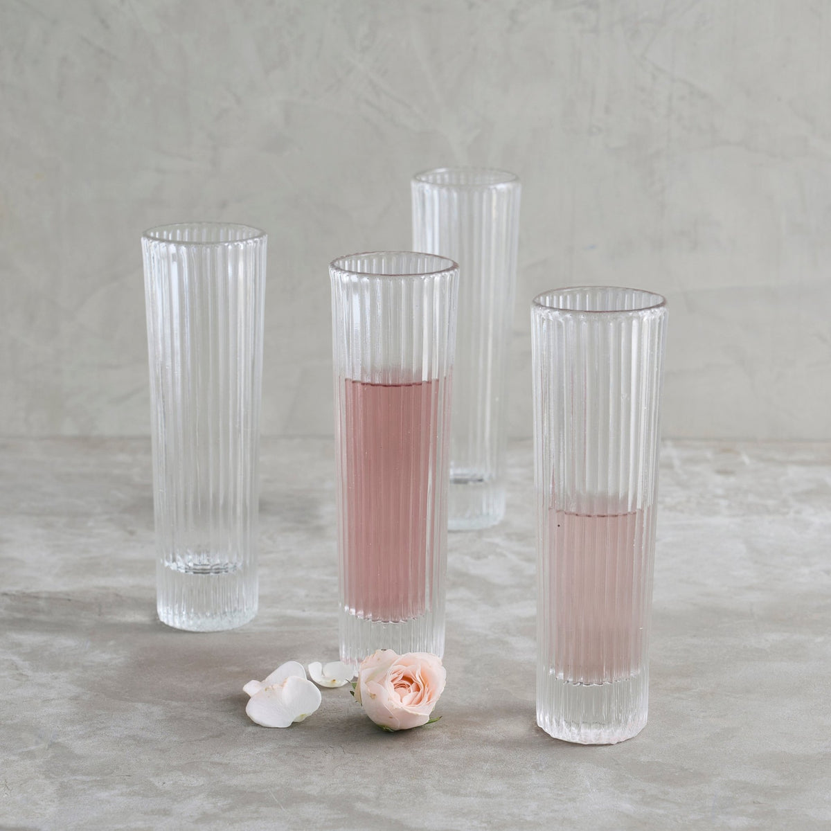 Pressed Clear Champagne Glasses - Set of 4 - Veranda & Vessel Home Living