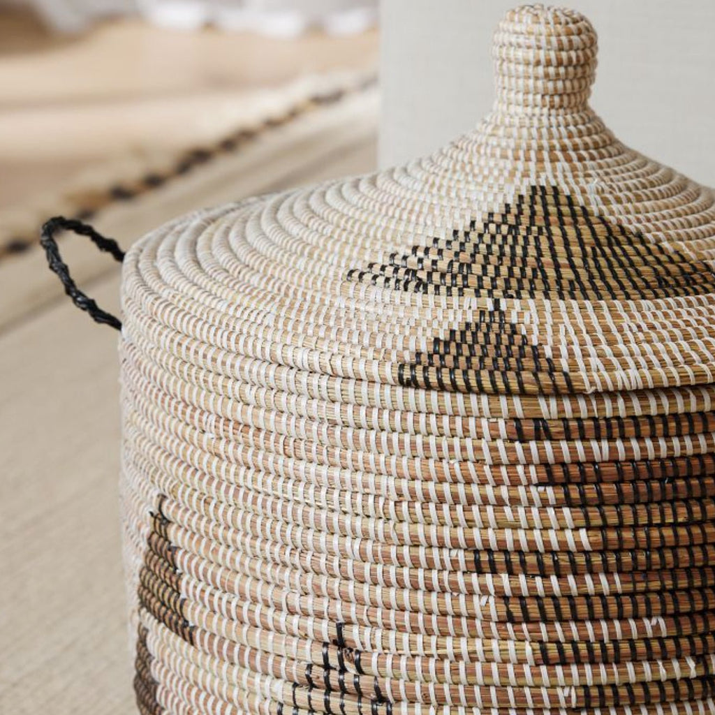 Storage Basket Graphic Print Black and White - Large - Veranda & Vessel Home Living