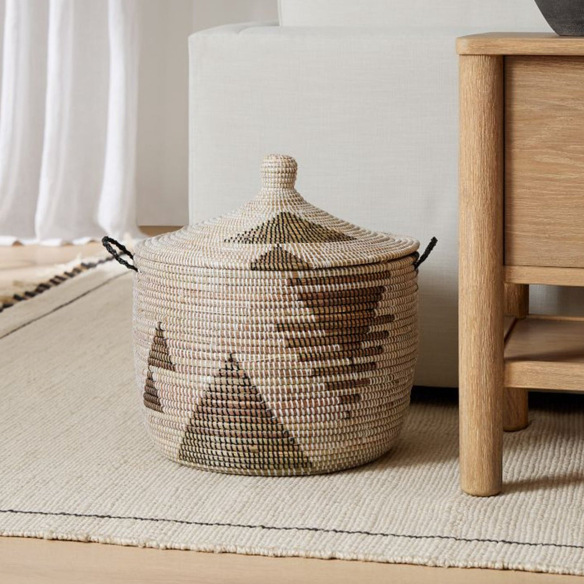 Storage Basket Graphic Print Black and White - Large - Veranda & Vessel Home Living