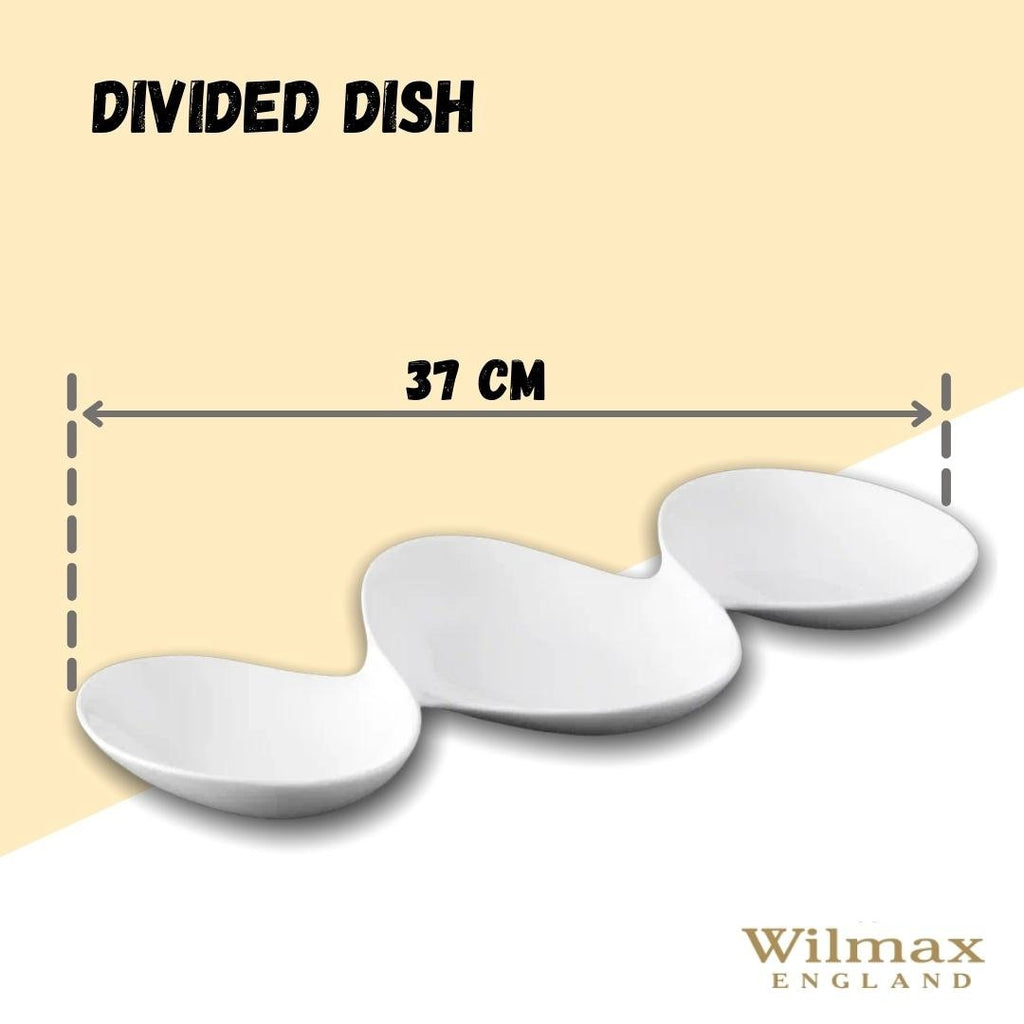 White Divided Sauce Dish 14.5" inch | 37 Cm - Veranda & Vessel Home Living