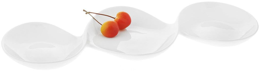 White Divided Sauce Dish 14.5" inch | 37 Cm - Veranda & Vessel Home Living