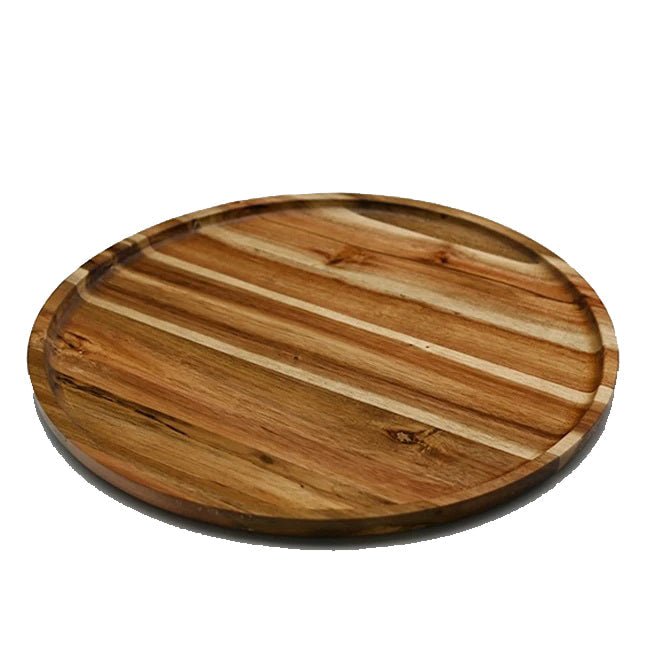 Zavis Green Acacia Wood Round Stackable Plate / Platter 14" | Dishwasher Safe - Veranda & Vessel Home Living